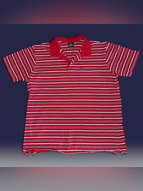 Vintage Y2K Lucky Brand Dungarees Striped Pocket Polo Shirt Men’s XXL